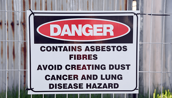 asbestos testing danger sign