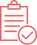 red outline of clipboard and checkmark