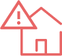house outline with a red explanation point in red triangle
